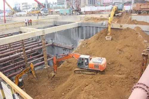 太原地鐵1號線長風(fēng)東街站基坑土方開挖見底