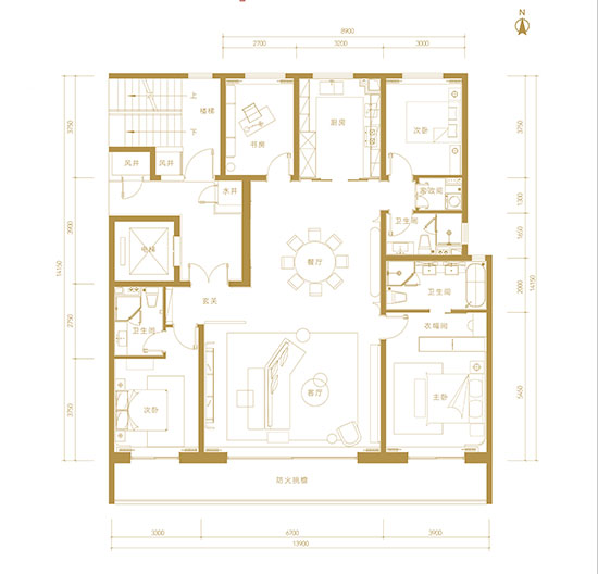 四室兩廳三衛(wèi)  建面約200㎡